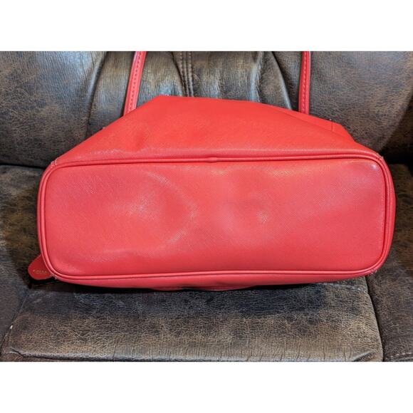 Coach Peyton Leather Large Tote Solid Coral Pomegranate 13" X 12" X 5" F27349 - Picture 6 of 13